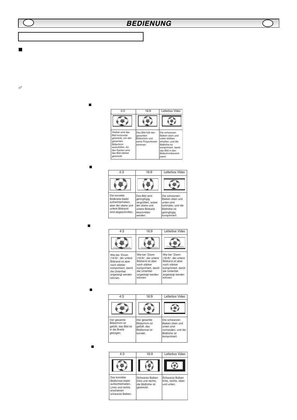 Bedienung, Bildgröße auswählen, Bildschirmeinstellungen | Sanyo CE42LM5R User Manual | Page 31 / 68