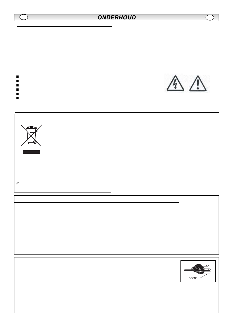 Onderhoud, Conformiteitsverklaring: noord-amerika en canada, Vereisten voor de wisselstroomkabel | Sanyo CE42LM5R User Manual | Page 34 / 68