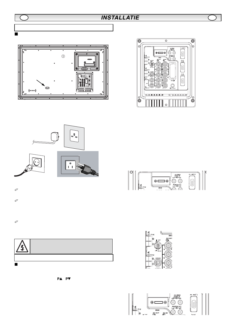 Inst, Inst alla alla tie tie, Stap : 1 netaansluitingen | Stap : 2 aansluitingen, Waarschuwing | Sanyo CE42LM5R User Manual | Page 36 / 68