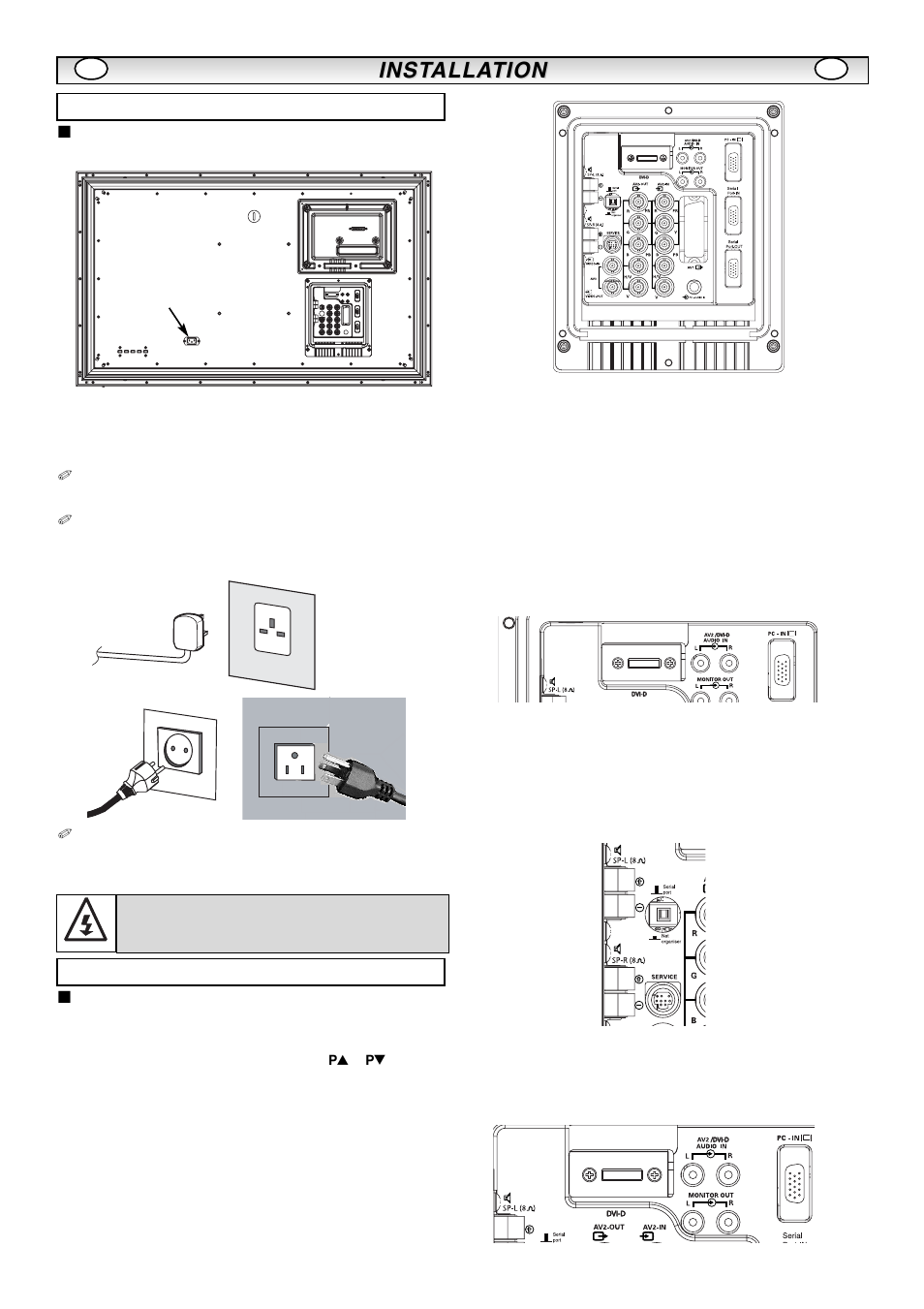 Inst, Inst alla alla tion tion, Step : 1 mains connection | Step : 2 connections | Sanyo CE42LM5R User Manual | Page 5 / 68