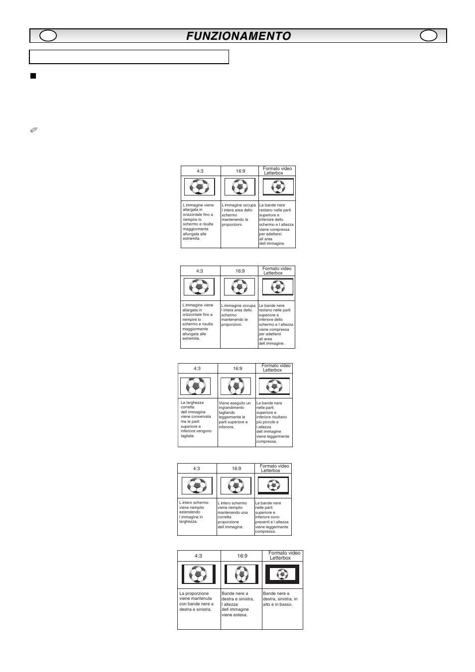 Funzionament, Funzionament o o, Schermo | Opzioni per lo schermo | Sanyo CE42LM5R User Manual | Page 51 / 68