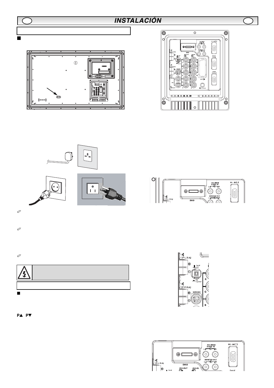 Inst, Inst alación alación, Paso 1: conexión a la alimentación | Paso : 2 conexiones | Sanyo CE42LM5R User Manual | Page 56 / 68