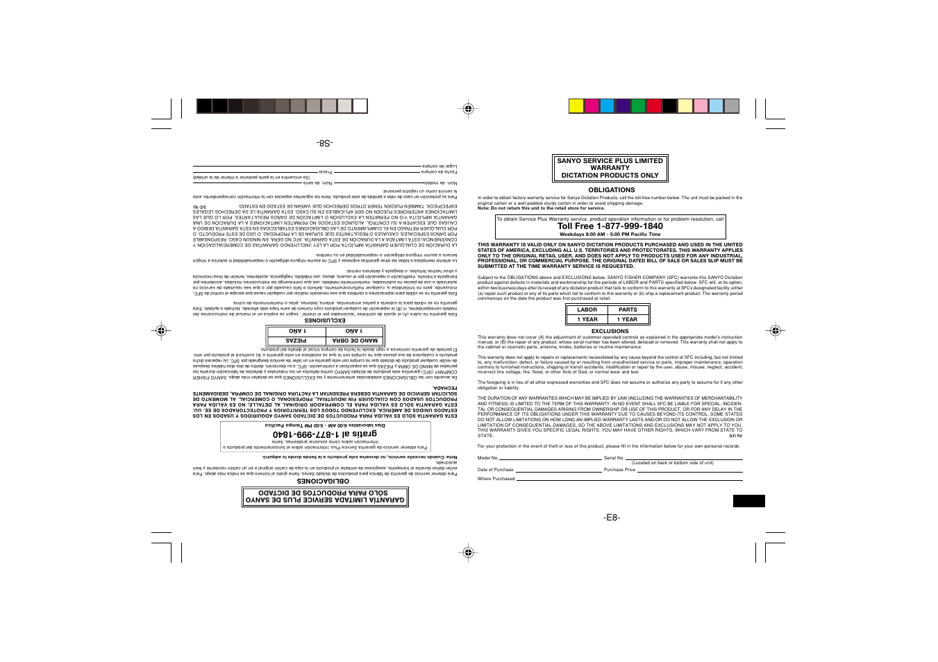 E8- -s8 | Sanyo M1060C User Manual | Page 9 / 10