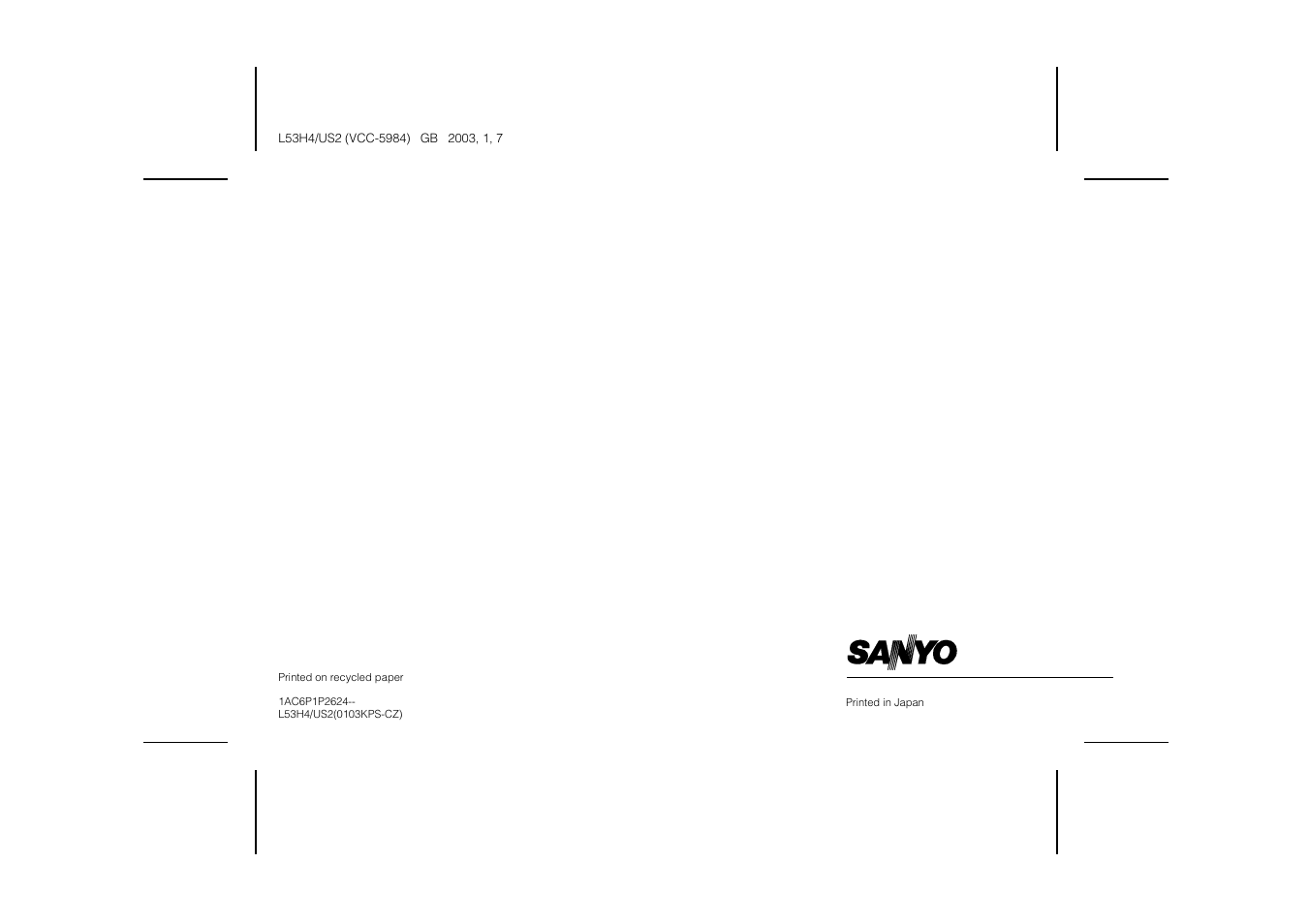 Sanyo VCC-5984 User Manual | Page 20 / 20