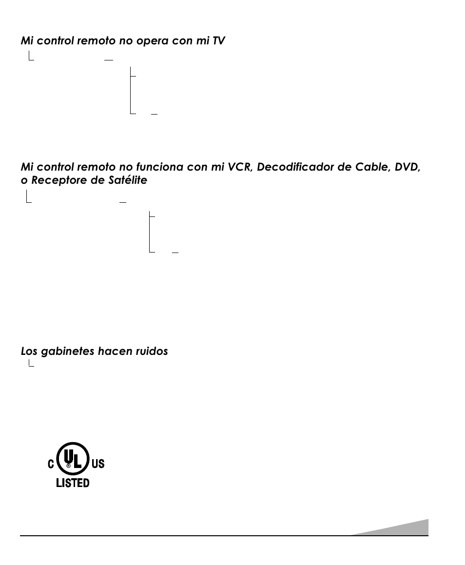 Los gabinetes hacen ruidos, Mi control remoto no opera con mi tv | Sanyo DS31520 User Manual | Page 65 / 68