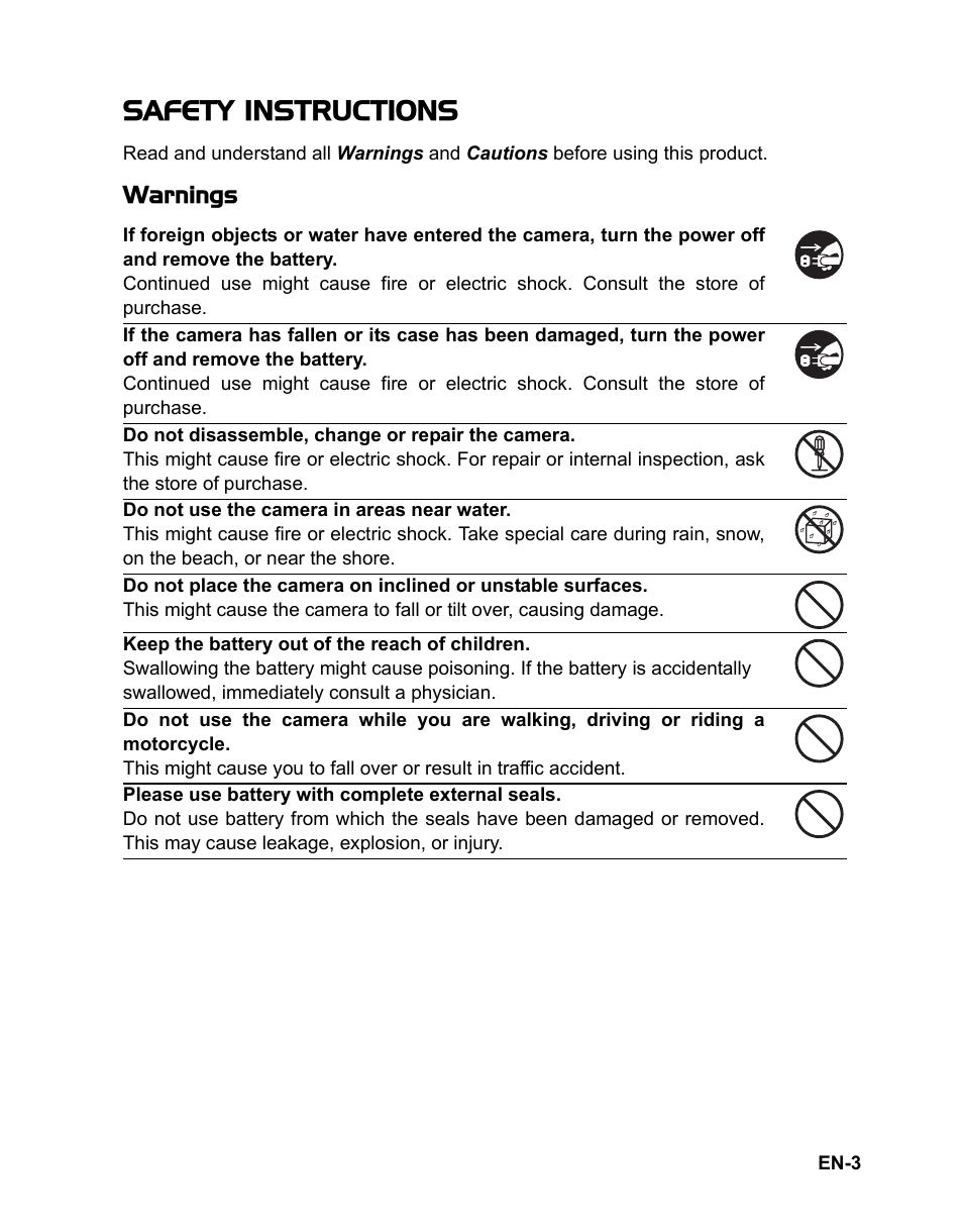 Safety instructions | Sanyo VPC TP1000 User Manual | Page 4 / 48