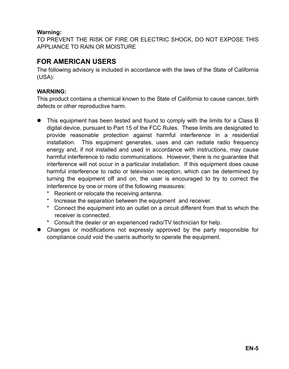 For american users | Sanyo VPC TP1000 User Manual | Page 6 / 48