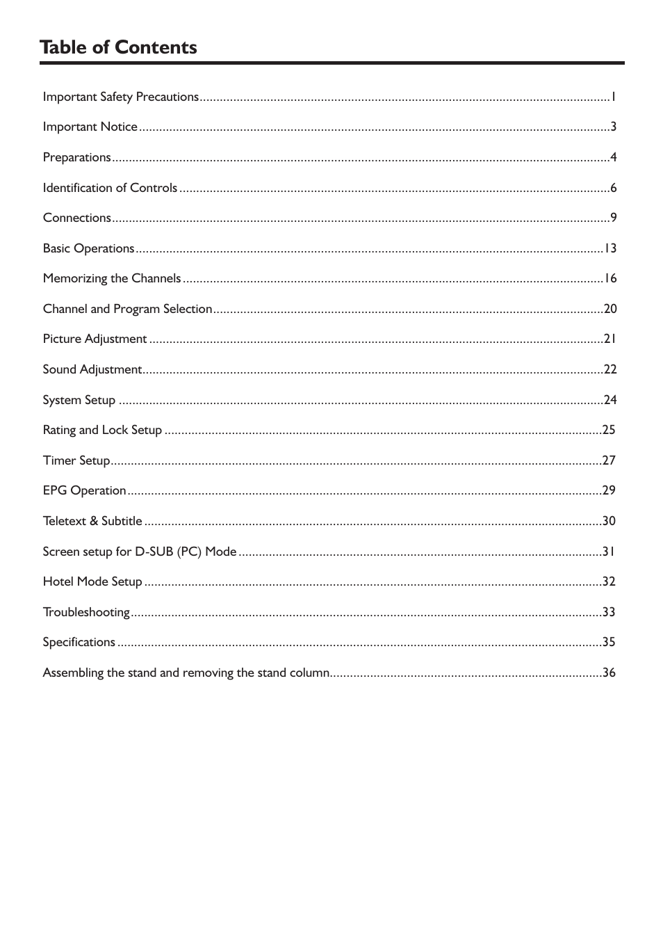Sanyo LCD-37XR9DA User Manual | Page 3 / 41