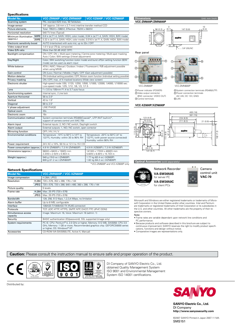 Sanyo VCC-ZM600P User Manual | Page 6 / 6