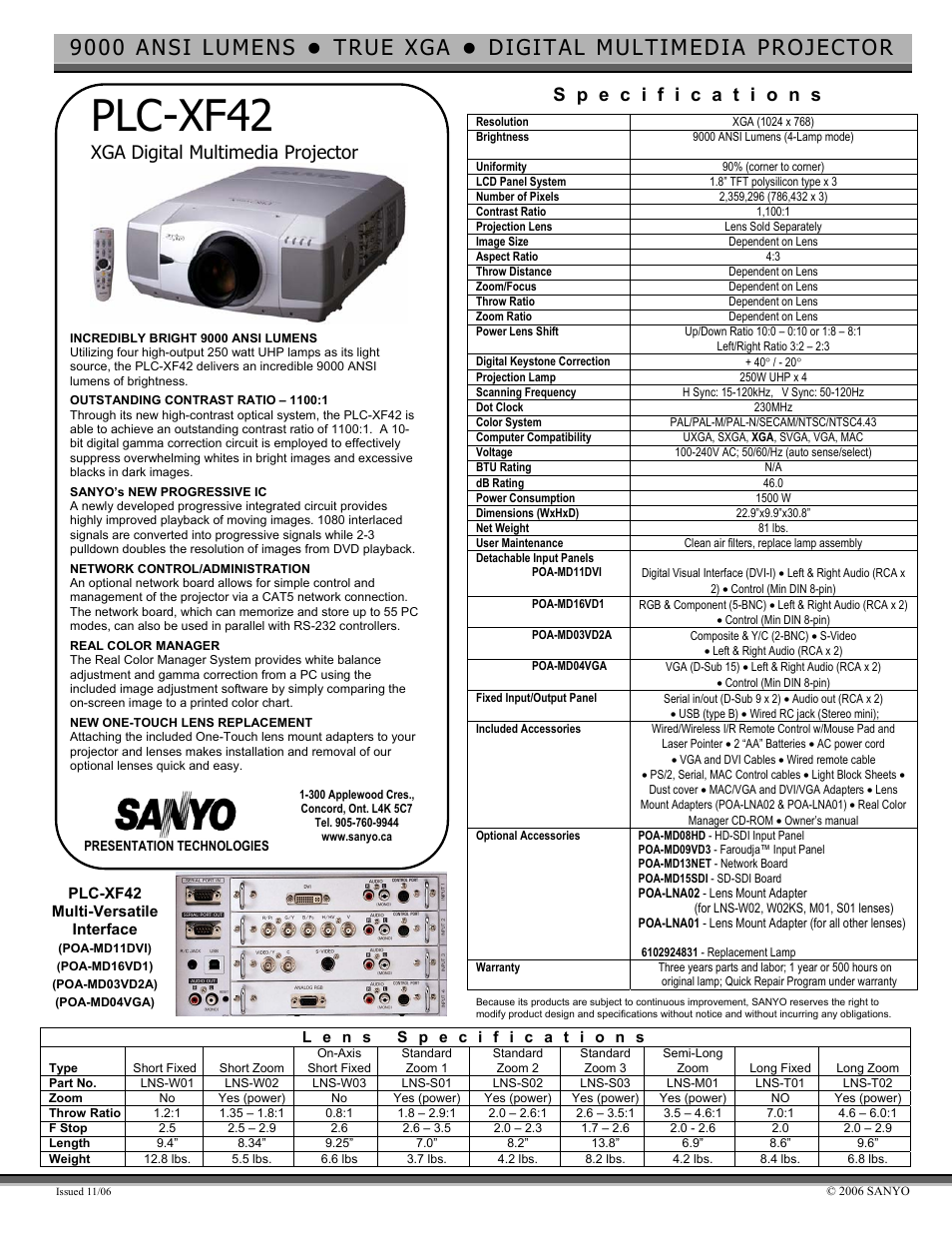 Sanyo PLC-XF42 User Manual | 1 page