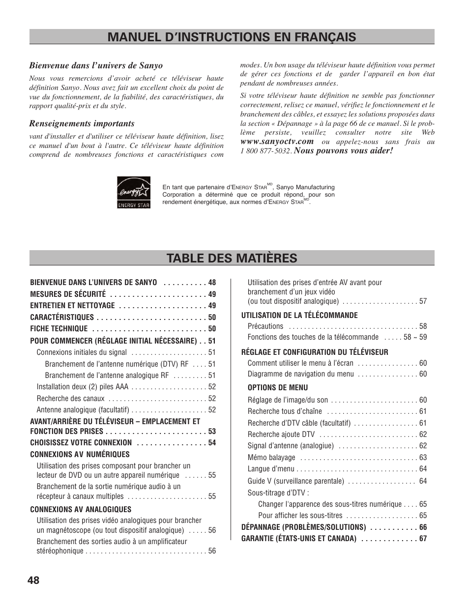 Sanyo Vizzon HT27546 User Manual | Page 48 / 68