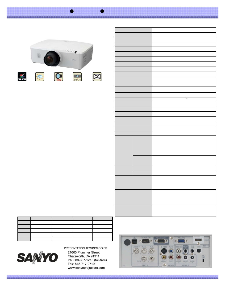 Sanyo PLC-WM4500 User Manual | 1 page
