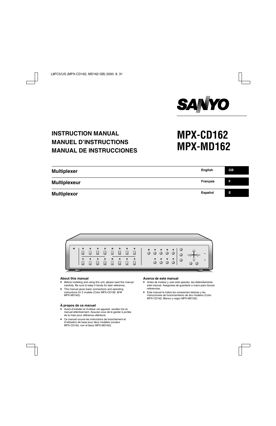 Sanyo MPX-MD162 User Manual | 55 pages