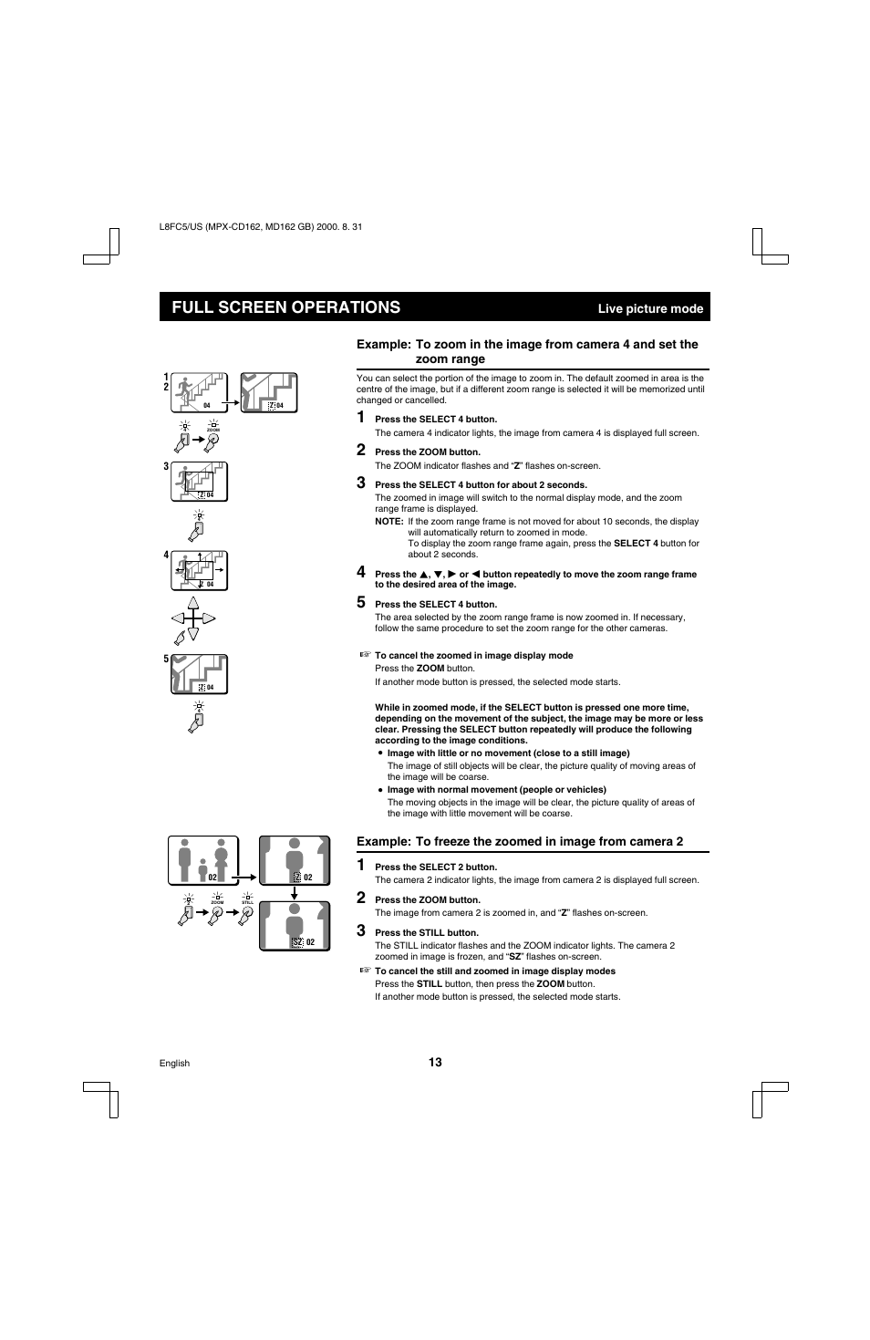 Full screen operations | Sanyo MPX-MD162 User Manual | Page 14 / 55