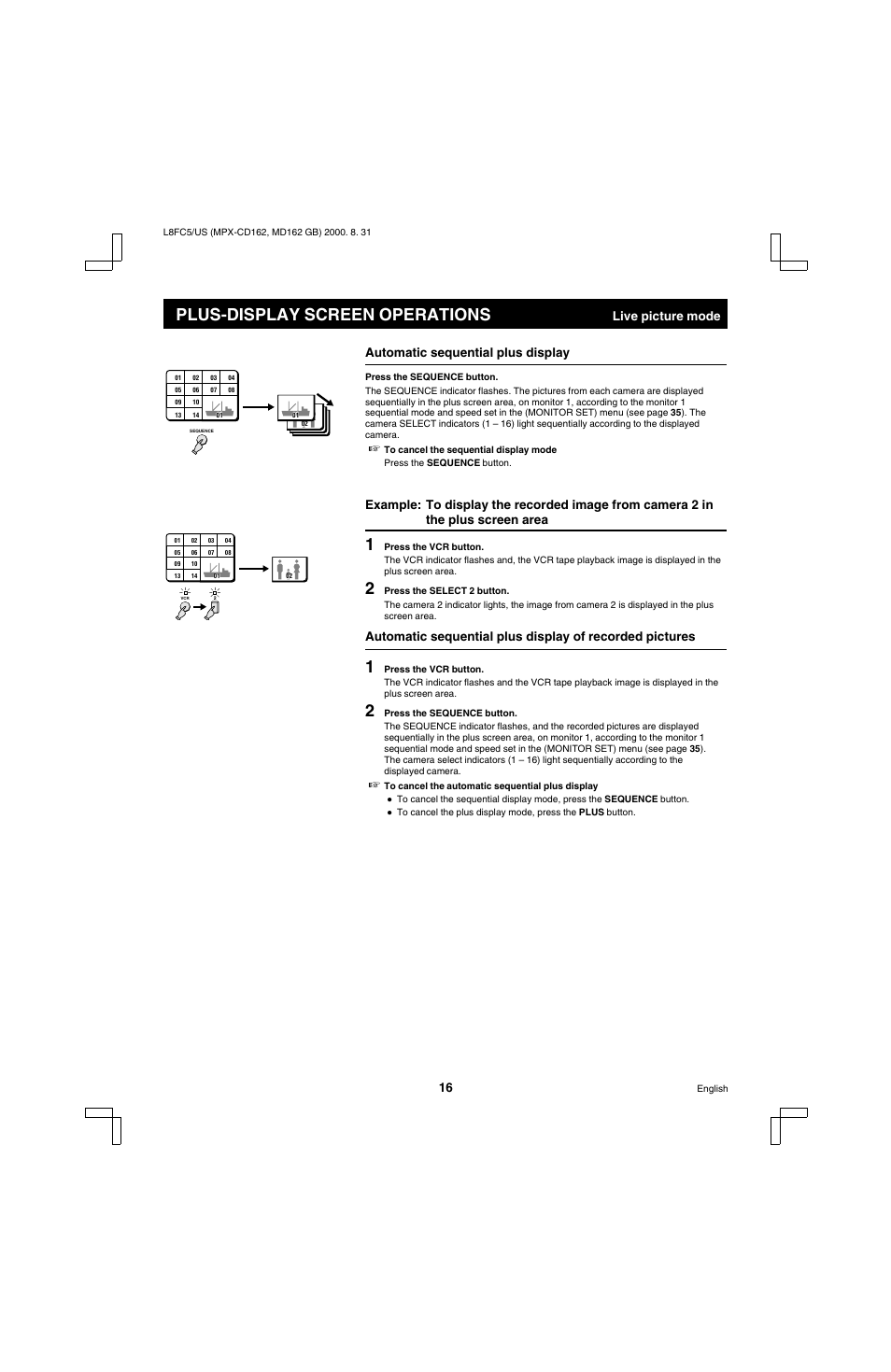 Plus-display screen operations | Sanyo MPX-MD162 User Manual | Page 17 / 55