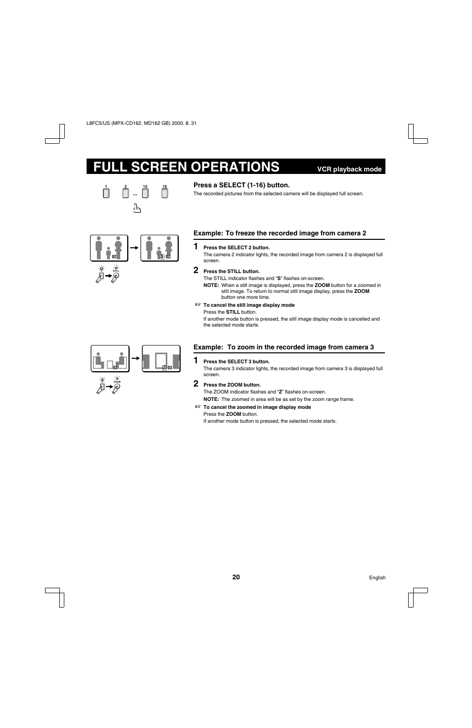 Full screen operations | Sanyo MPX-MD162 User Manual | Page 21 / 55