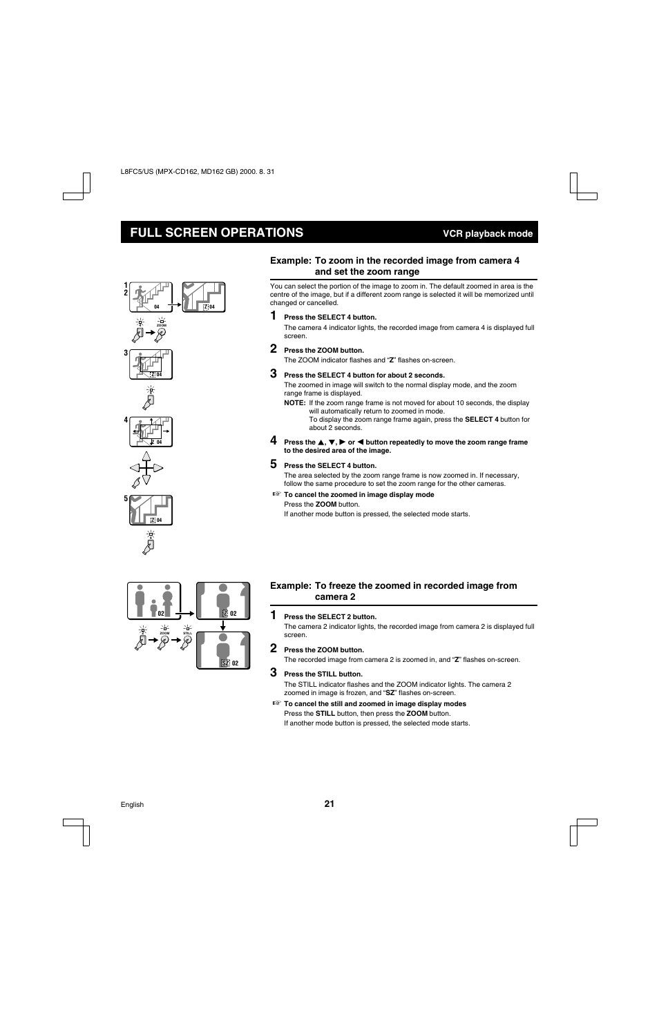 Full screen operations | Sanyo MPX-MD162 User Manual | Page 22 / 55