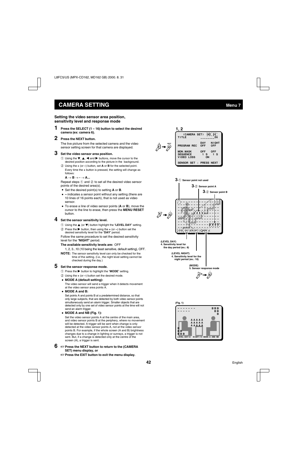 Camera setting | Sanyo MPX-MD162 User Manual | Page 43 / 55