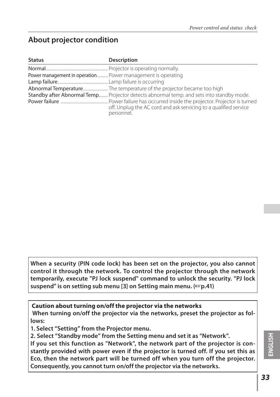 About projector condition | Sanyo PLC-WM5500 User Manual | Page 33 / 60