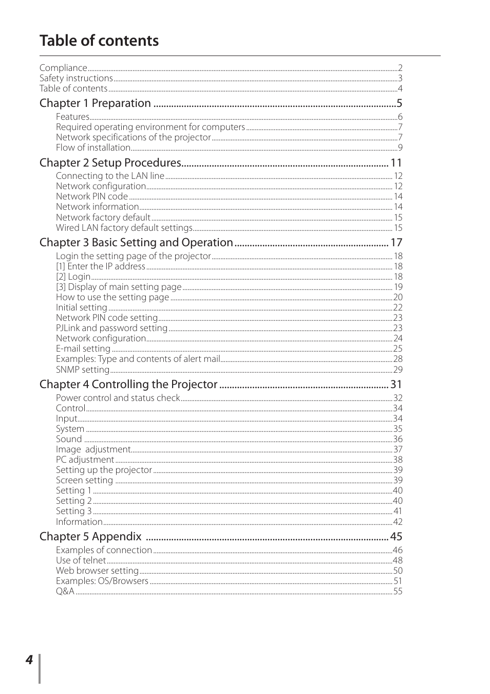 Sanyo PLC-WM5500 User Manual | Page 4 / 60