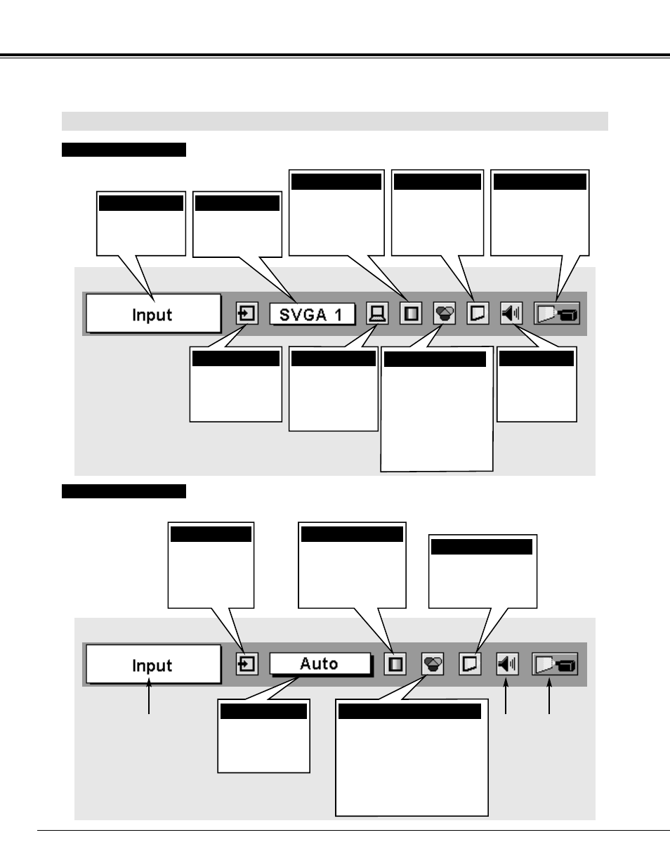 Before operation menu bar | Sanyo PLV-70 User Manual | Page 18 / 48