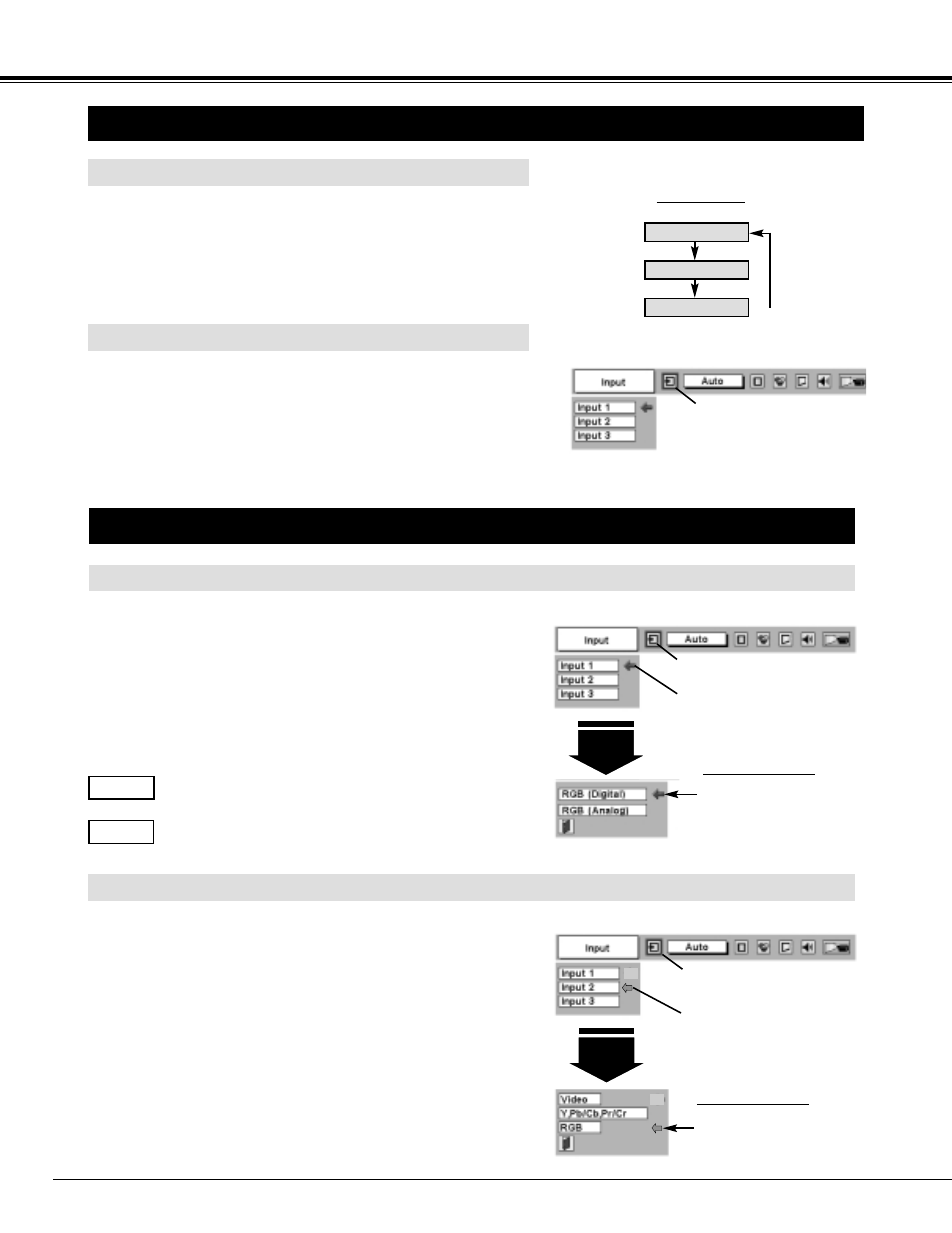 22 computer input, Selecting input source, Selecting computer system | Sanyo PLV-70 User Manual | Page 22 / 48