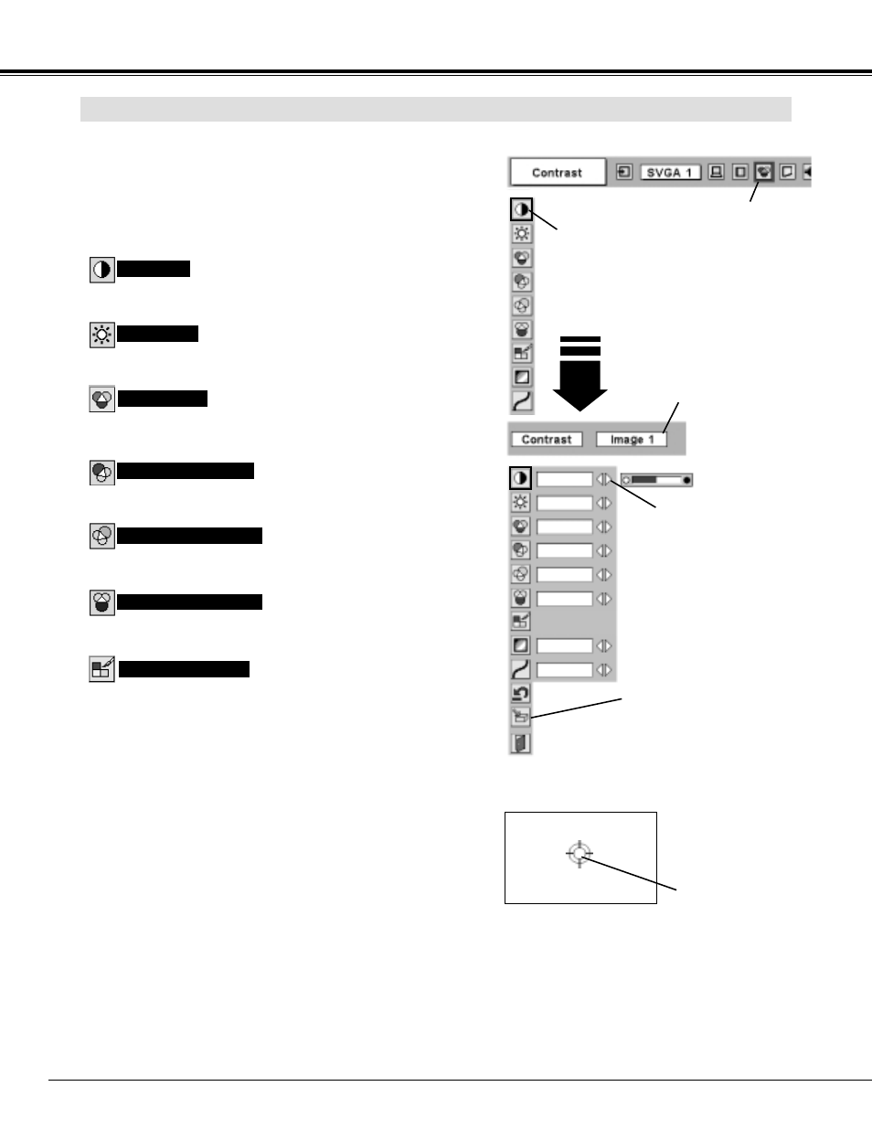 Computer input, Image level adjustment | Sanyo PLV-70 User Manual | Page 28 / 48