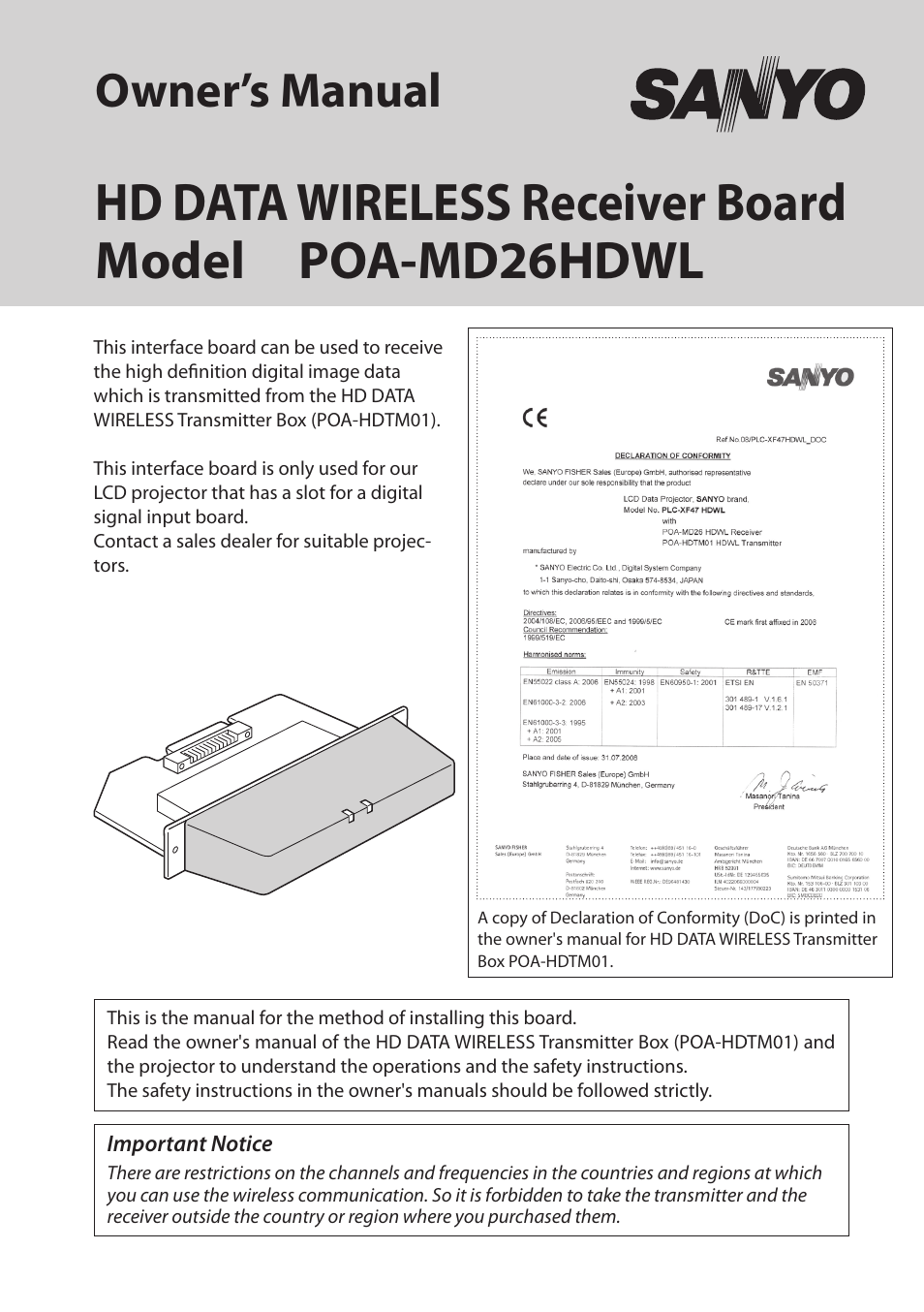 Sanyo POA-MD26HDWL User Manual | 4 pages