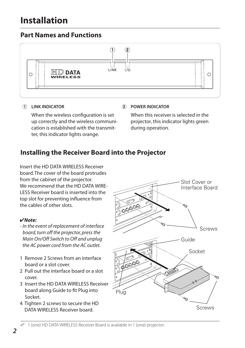Installation | Sanyo POA-MD26HDWL User Manual | Page 2 / 4