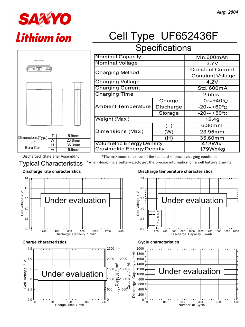 Sanyo UF652436F User Manual | 1 page