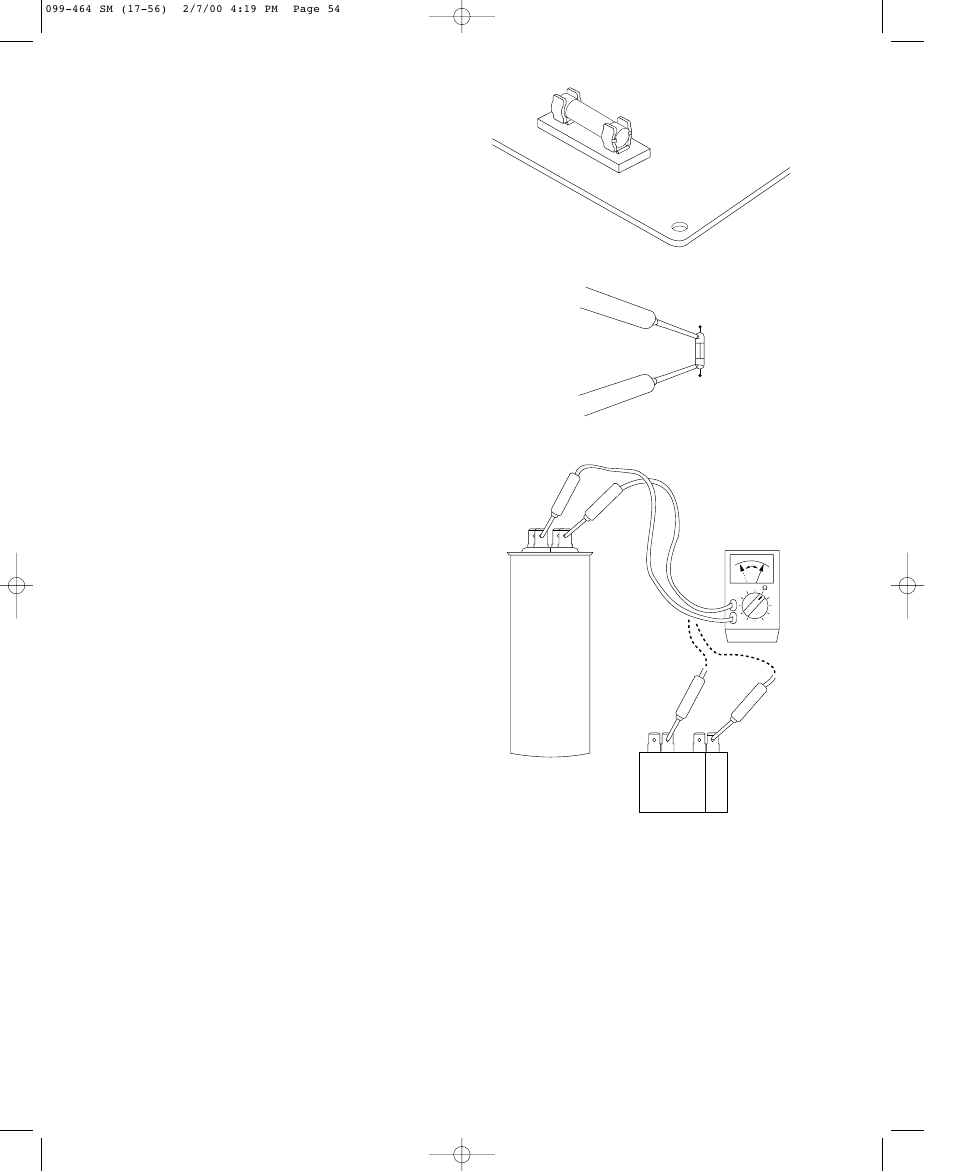 2. checking continuity of fuse on pcb ass’y, 3. checking motor capacitor | Sanyo CL1852 User Manual | Page 57 / 81