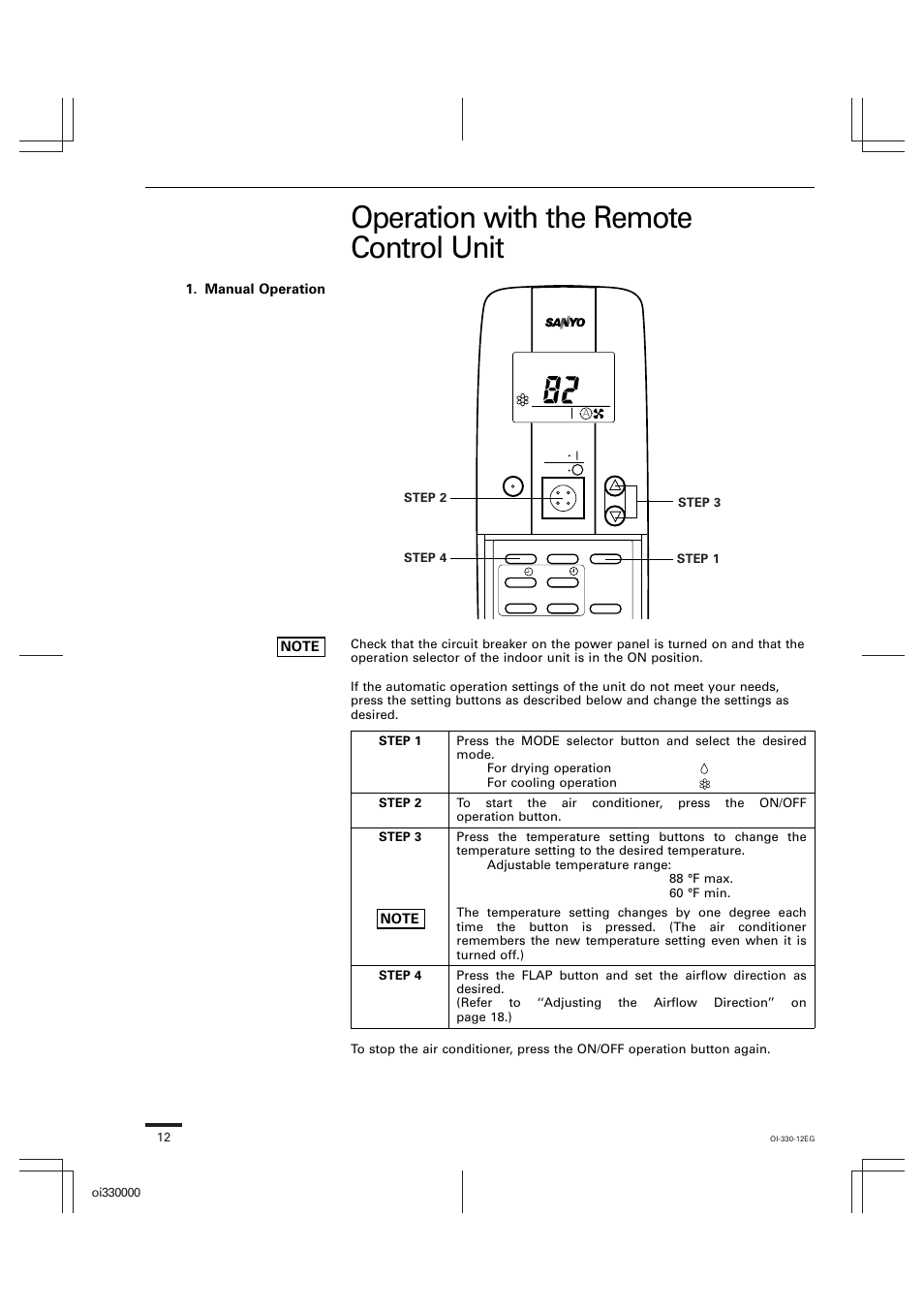 Operation with the remote control unit | Sanyo CL1852 User Manual | Page 69 / 81