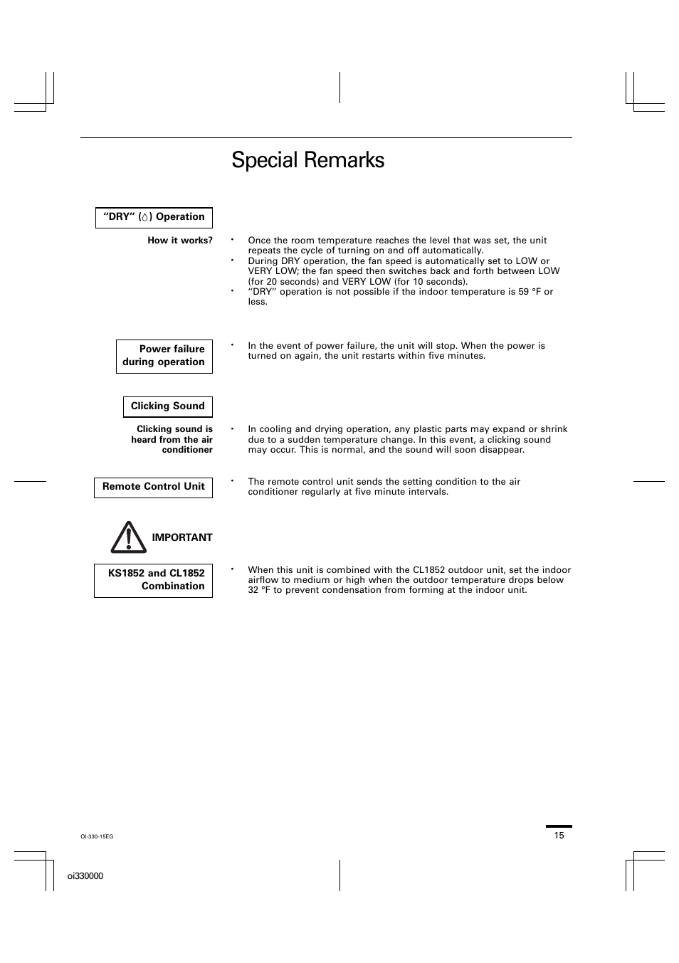 Special remarks | Sanyo CL1852 User Manual | Page 72 / 81