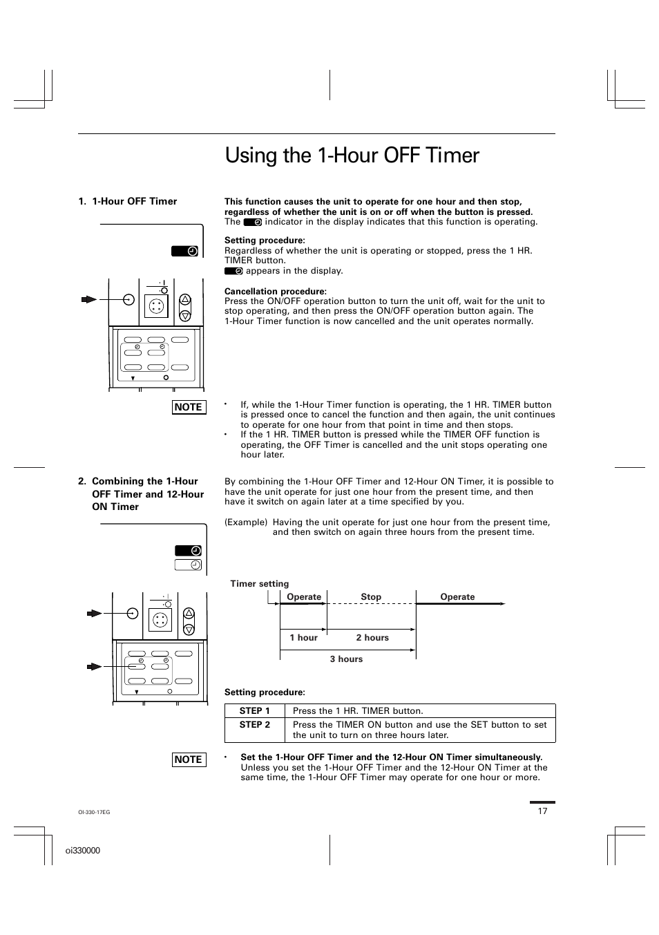 Using the 1-hour off timer, On 1hr, 1-hour off timer | Sanyo CL1852 User Manual | Page 74 / 81