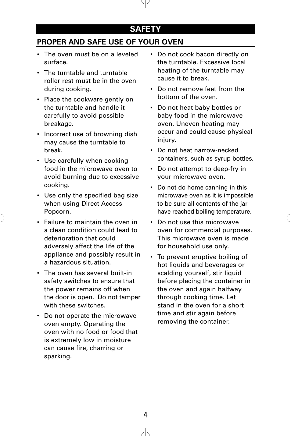 4safety, Proper and safe use of your oven | Sanyo EM-S9515W User Manual | Page 4 / 36