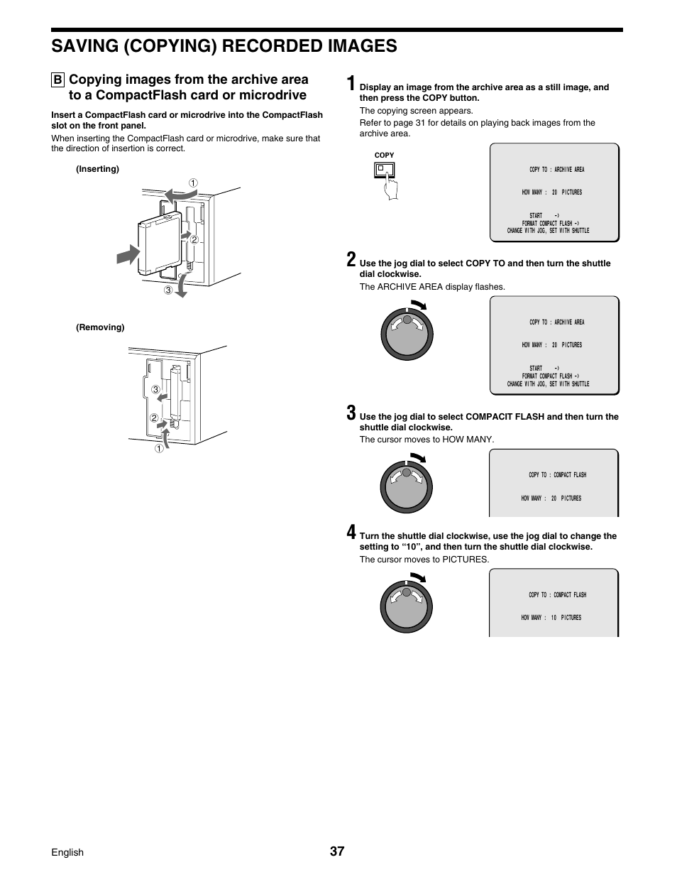 Saving (copying) recorded images | Sanyo DSR-3016 User Manual | Page 38 / 96