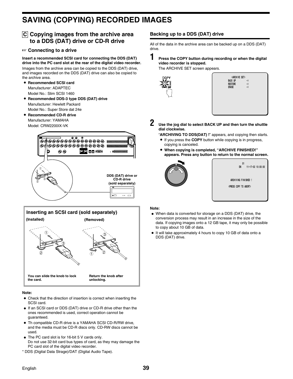 Saving (copying) recorded images | Sanyo DSR-3016 User Manual | Page 40 / 96