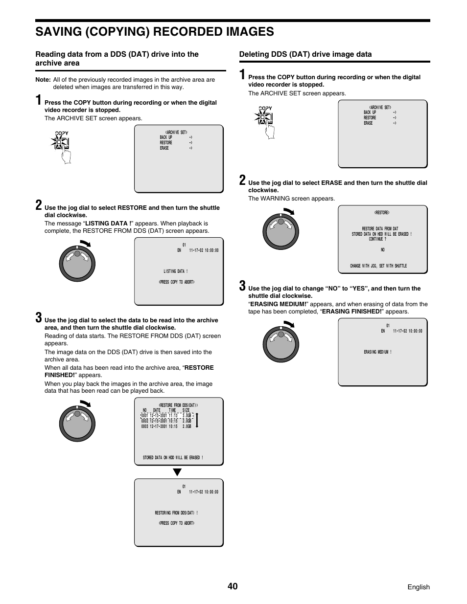 Saving (copying) recorded images | Sanyo DSR-3016 User Manual | Page 41 / 96