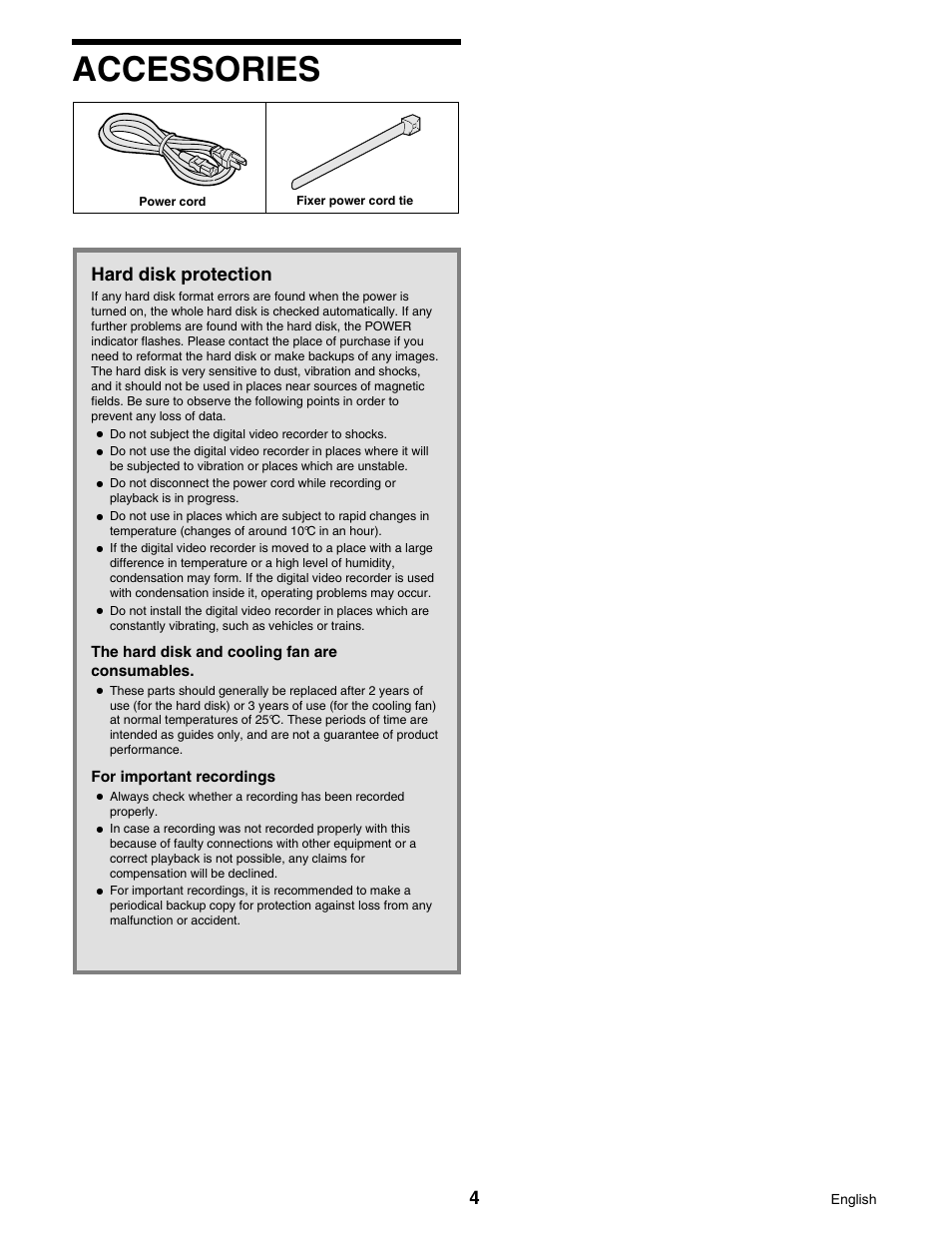 Accessories | Sanyo DSR-3016 User Manual | Page 5 / 96