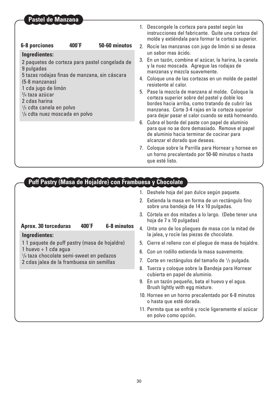 Pastel de manzana | Sanyo SK-VF7S User Manual | Page 30 / 32