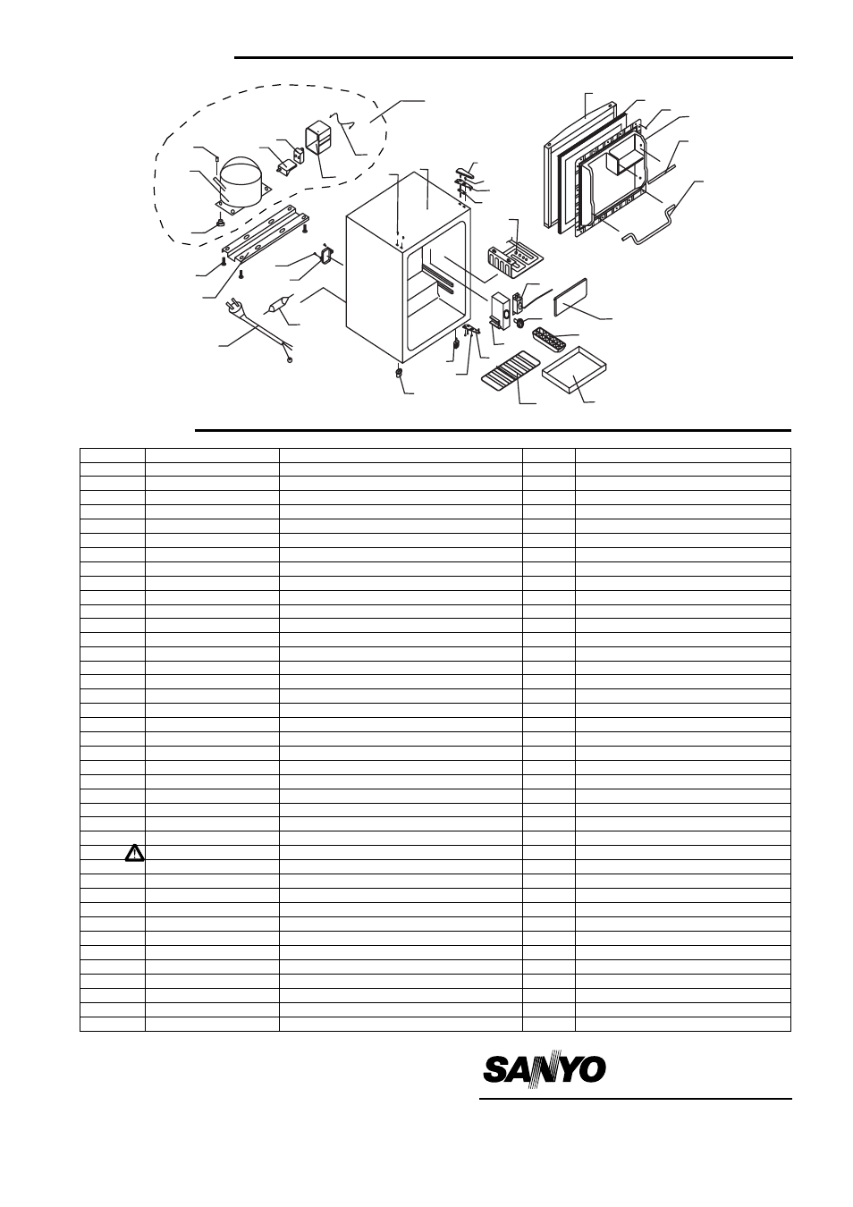Parts list, Exploded view, Sanyo electric co., ltd. osaka, japan | Sanyo SRA1780W User Manual | Page 2 / 2