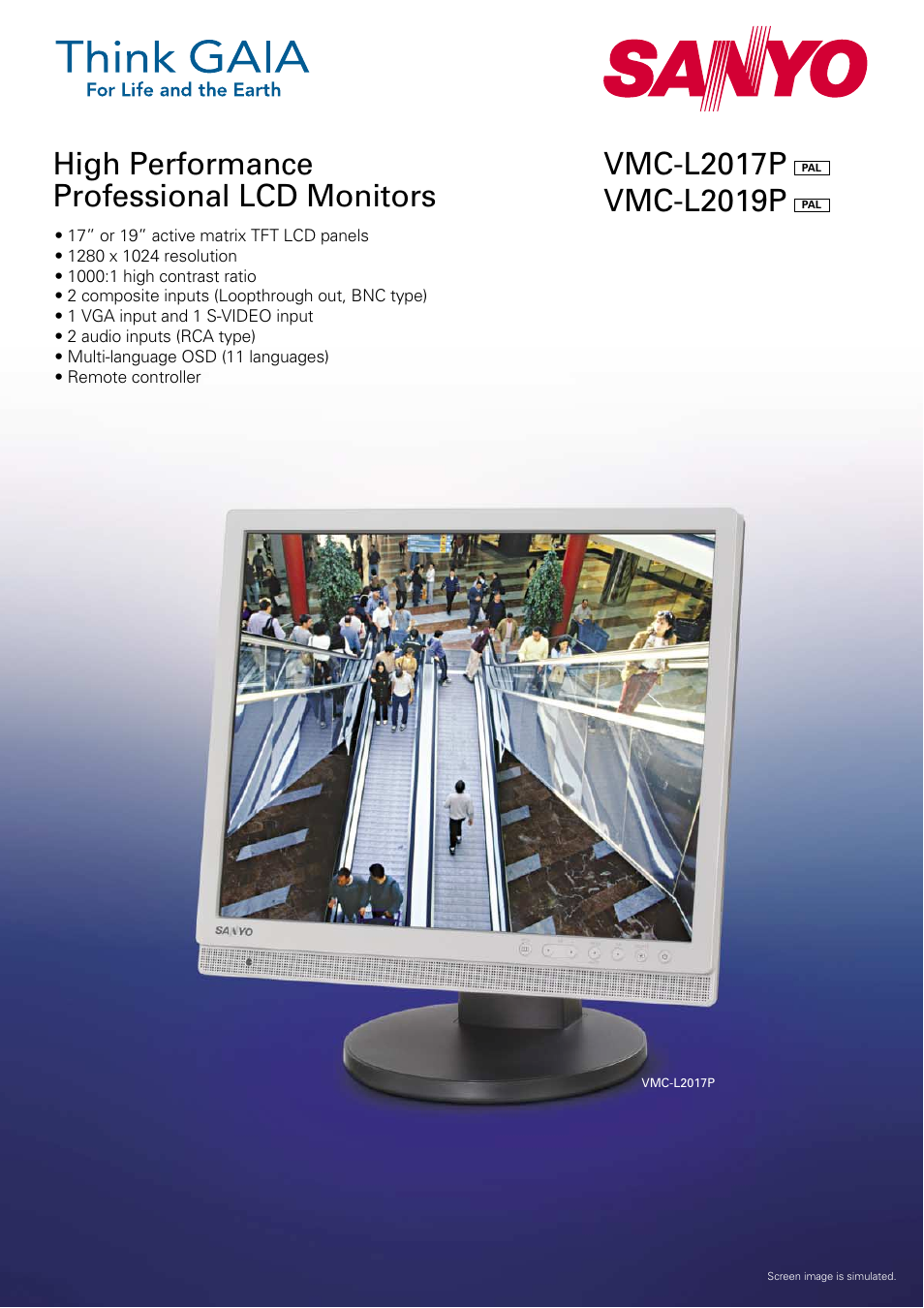 Sanyo VMC-L2019P User Manual | 2 pages