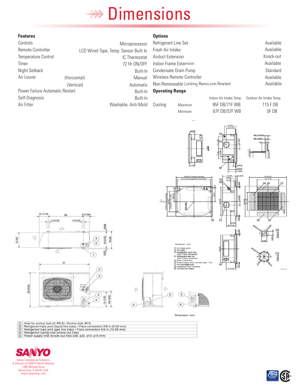 Dimensions | Sanyo 26XW72R User Manual | Page 2 / 2
