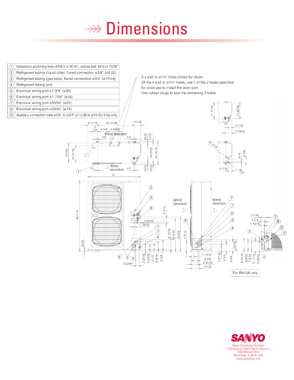 Dimensions | Sanyo ECO-i CHX05252 User Manual | Page 2 / 2