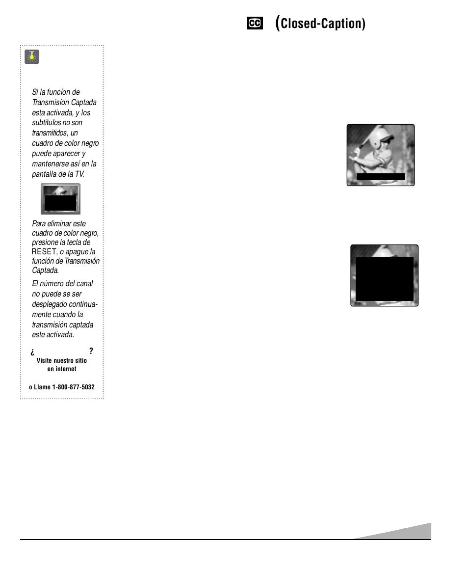 Transmisión captada, Closed-caption), Consejos rápidos | Sanyo DS32830H User Manual | Page 39 / 68