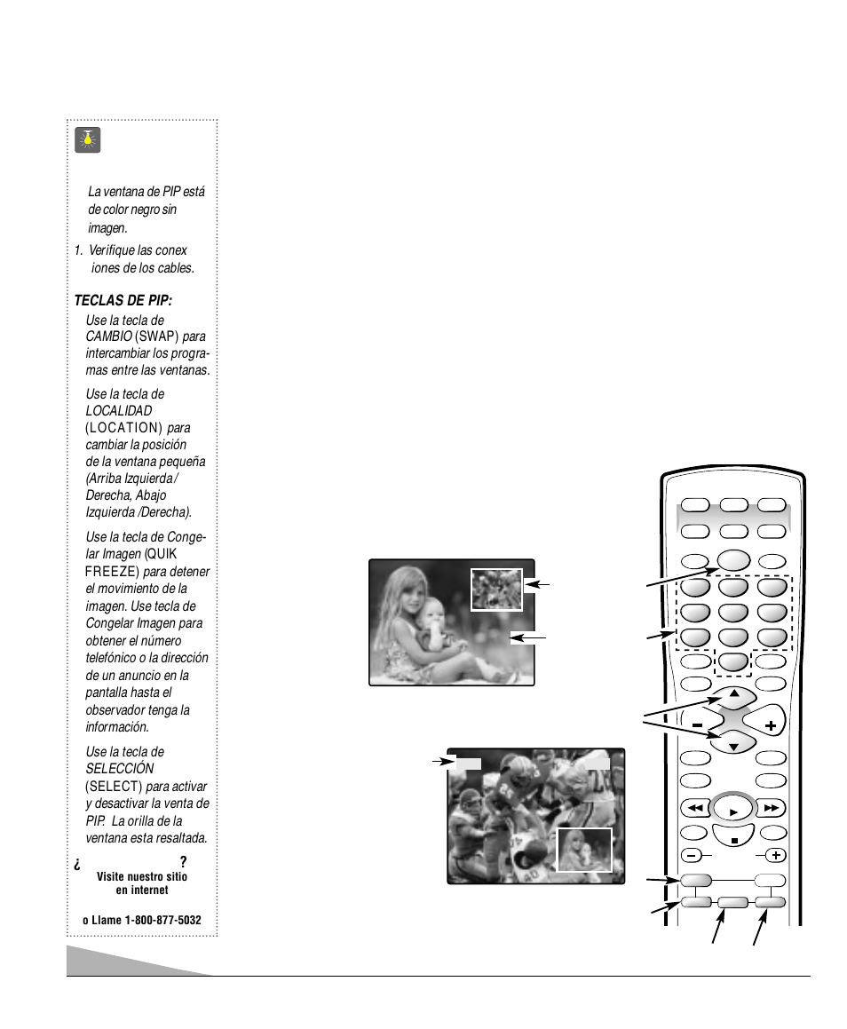 Operación de la función (imagen sobre imagen) pip, Consejos rápidos | Sanyo DS32830H User Manual | Page 40 / 68
