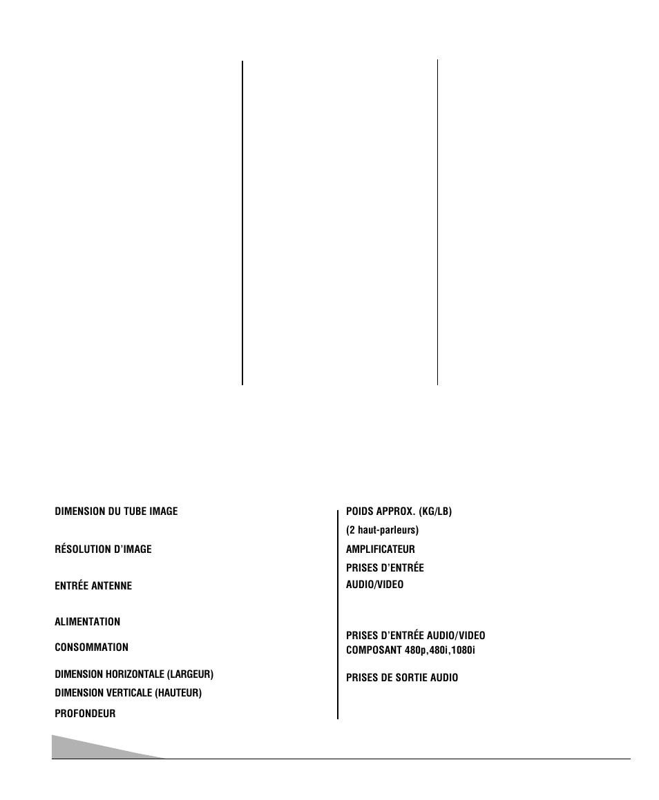 Fiche technique caractéristiques | Sanyo DS32830H User Manual | Page 50 / 68