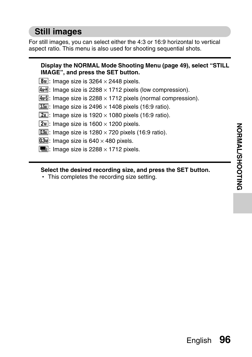 Still images, English | Sanyo VPC-HD1000 User Manual | Page 111 / 243