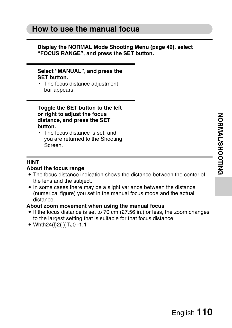 How to use the manual focus | Sanyo VPC-HD1000 User Manual | Page 125 / 243