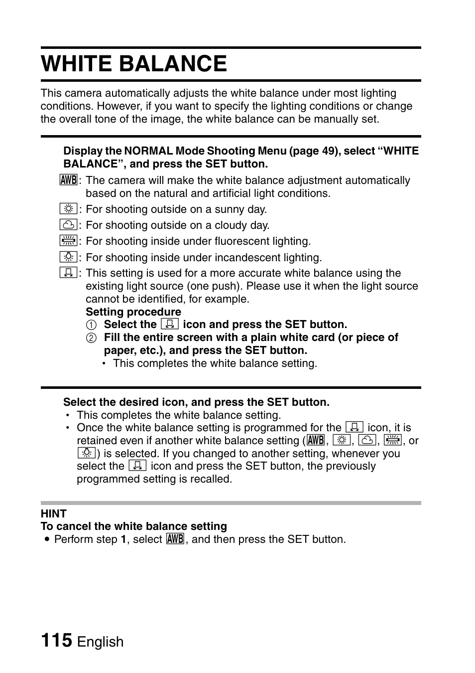 White balance | Sanyo VPC-HD1000 User Manual | Page 130 / 243